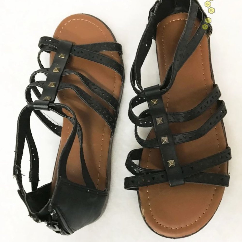 Size 8 Black Sandals with Zipper Back